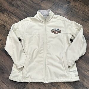 Women’s Jacket with Harley Davidson Patch, Size Large Color White/Cream